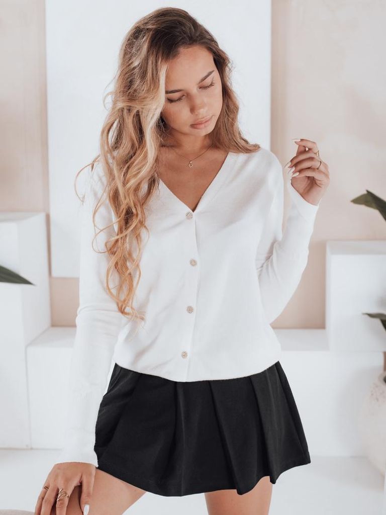 Dstreet Button-Down-Pullover für Damen Chicglow weiß S/M