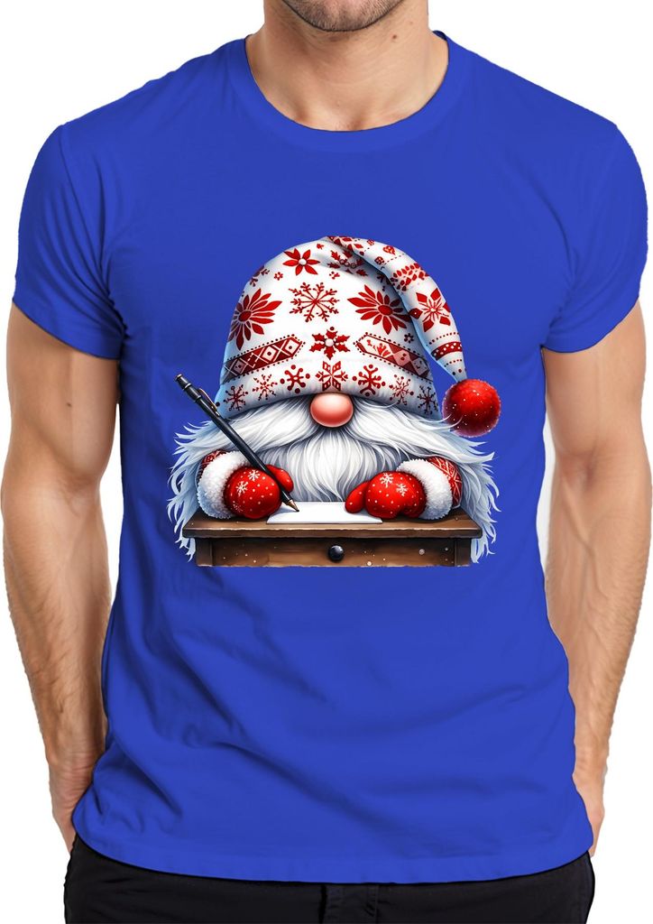 Weihnachtswichtel Schreiben Liste Festliche Dekoration Weihnachten Herren T-Shirt, Blau, 3XL