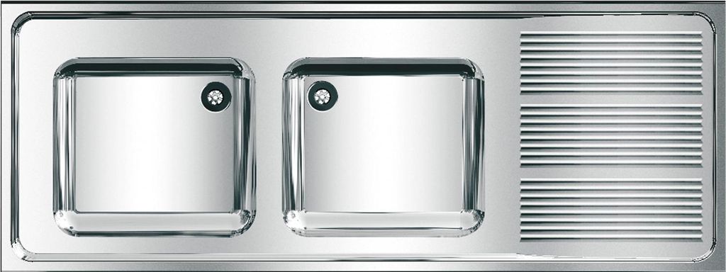 KWC AR Gewerbespüle, MAXIMA, Edelstahl, 2 Becken, 1600x382x600 mm, Tropfteil re