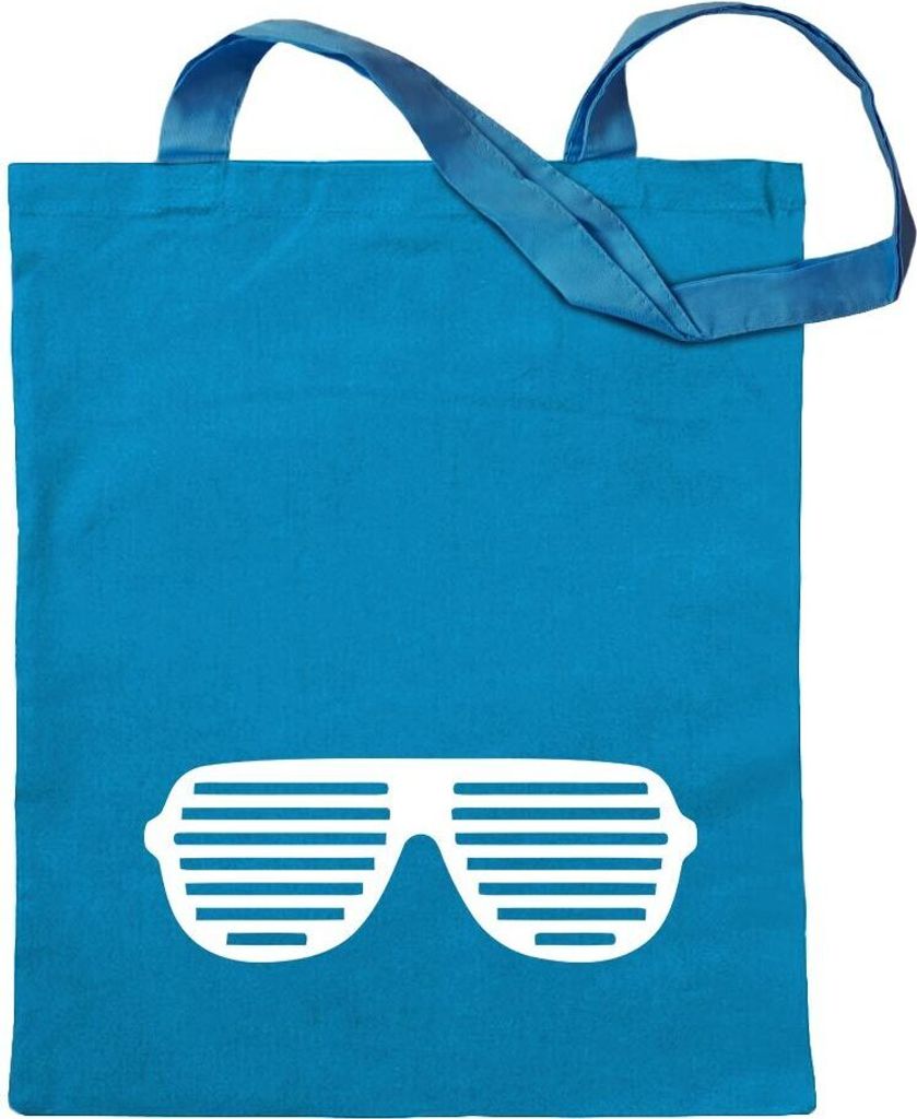 Kiwistar - Baumwolltasche - hellblau - Raver Shutter Brille - Tragetasche Stoffbeutel Umhängetasche Langer Henkel