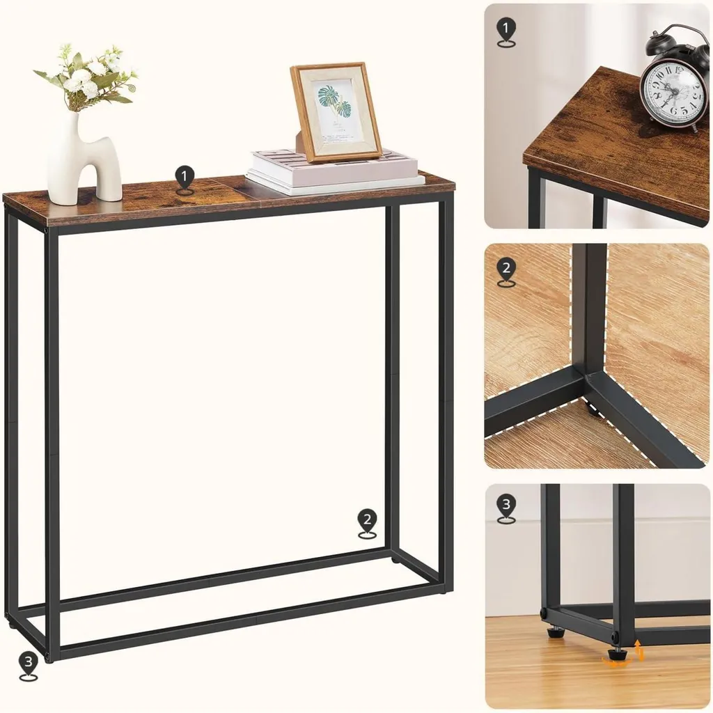 Console Entrée Industrielle 75cm - Table Console étroite Bois et Métal - 7