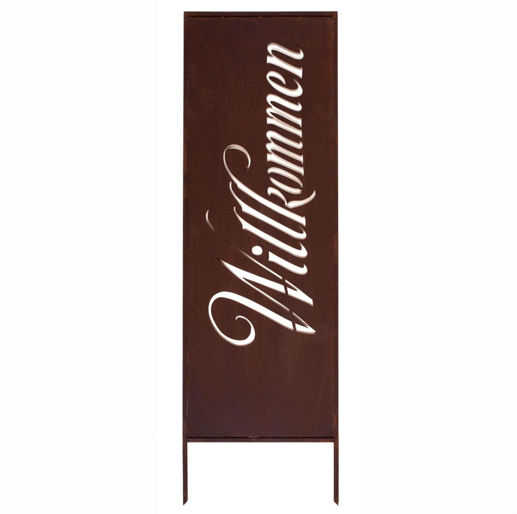 Edelrost Sichtschutz Garten Willkommen ver.2 160x50cm Decorative Abdeckung Rost
