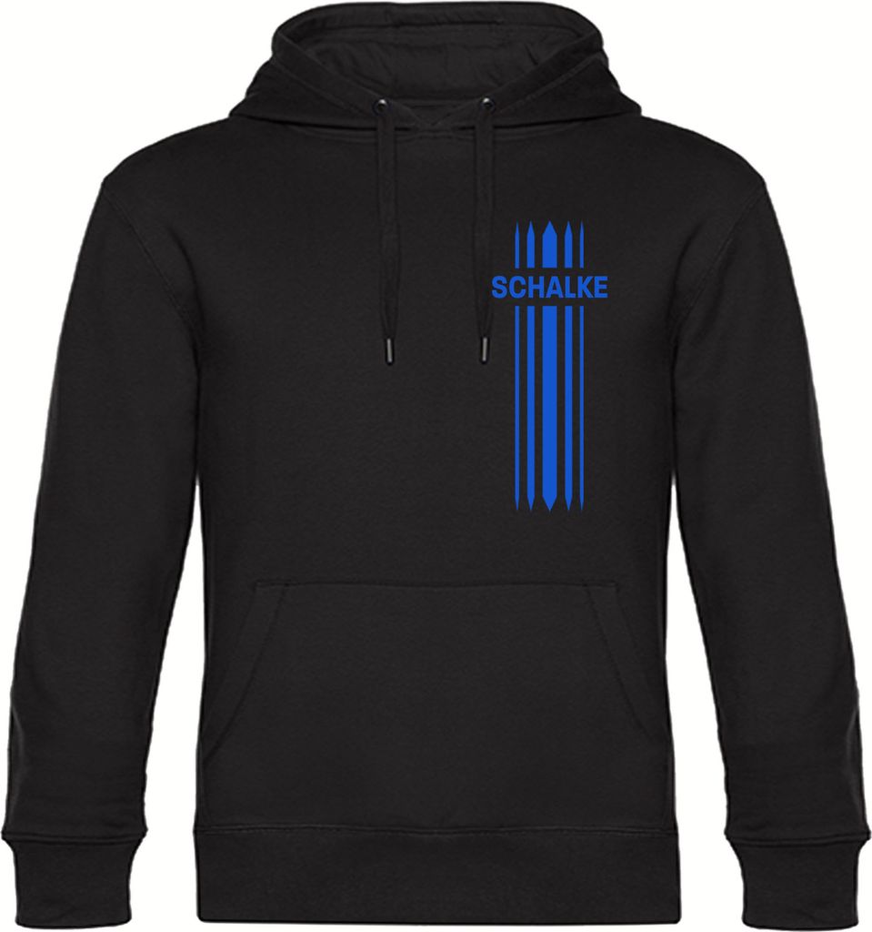 multifanshop Kapuzen Sweatshirt - Schalke - Streifen, schwarz, Größe XXL