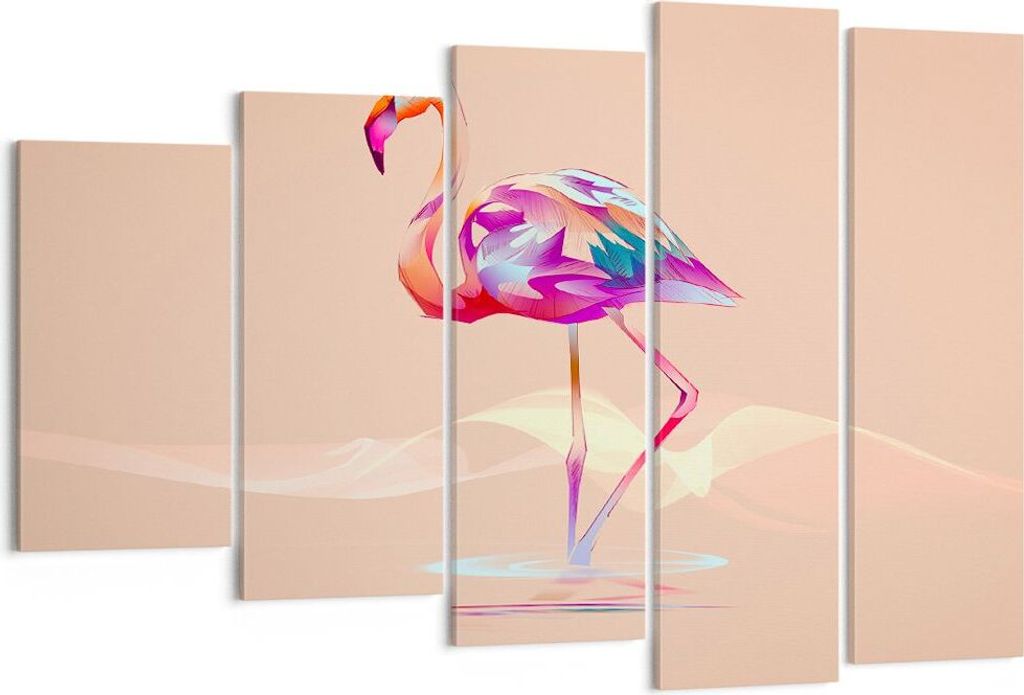 Bild auf Leinwand - Leinwandbild - Flamingo Vogel Wasser - 150x100cm - Wand Bild - Wanddeko - Leinwanddruck - Bilder - Kunstdruck - Wanddekoration ...