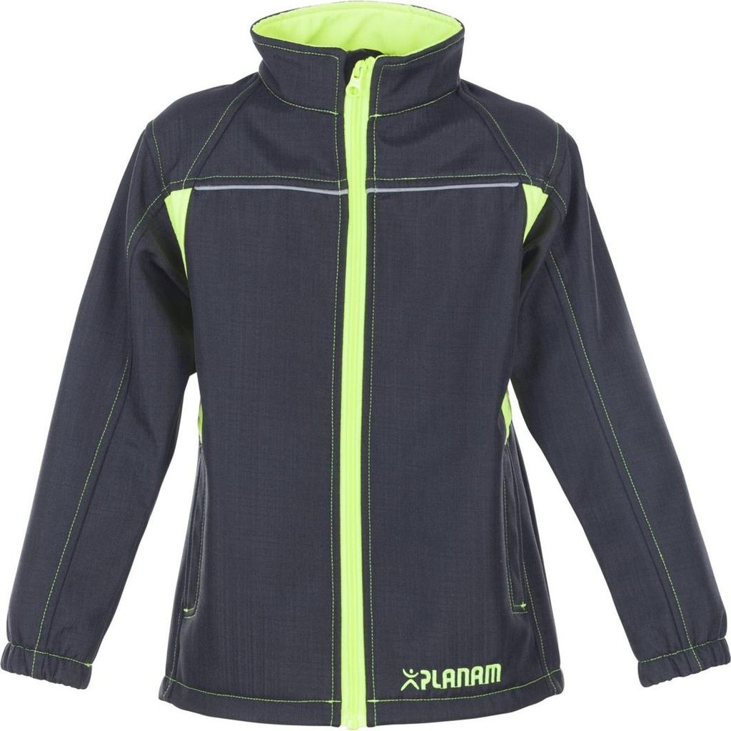 PLANAM Kinder Softshelljacke BASALT Neon Gr. 170/176 Produktbild 
