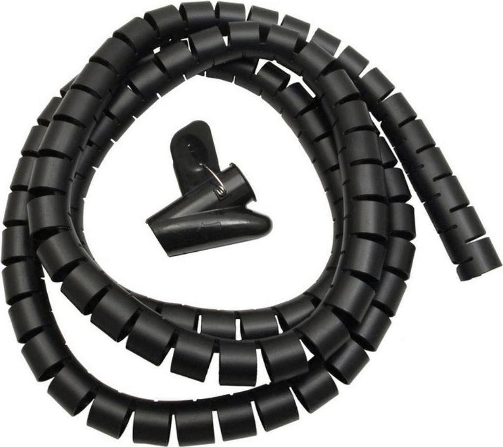 Flexible Kabelspirale Spiralband Kabelkanal Schlauch & Clip Schwarz 2m