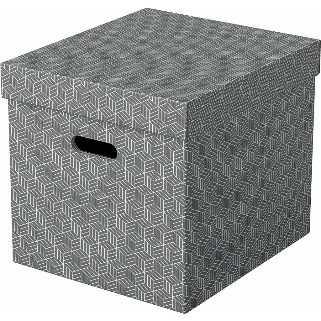 Set 3 Scatole Cube Esselte 628289 33 Litri Grigio - Organizer Casa