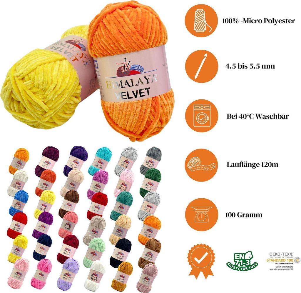 Himalaya Velvet Chenillewolle 90002 Hellgelb Amigurumi Produktbild 5