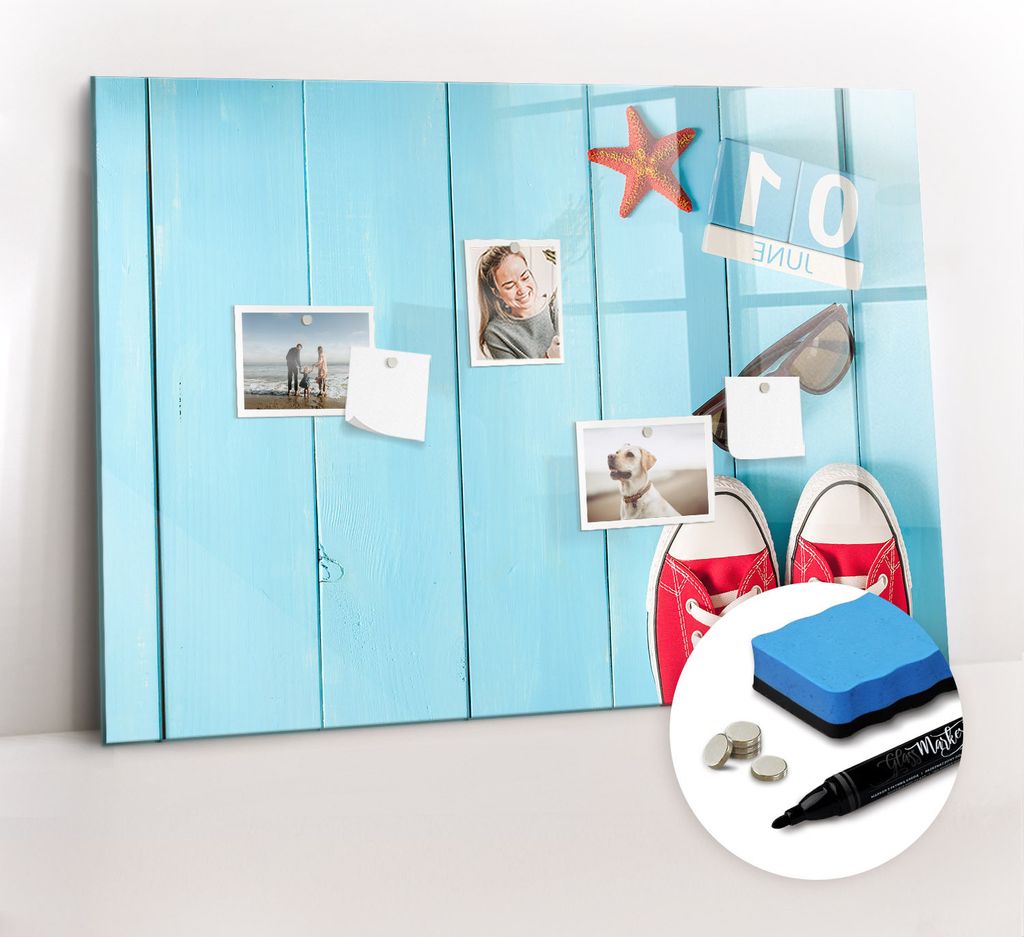 Magnetpinnwand Memoboard - Zubehörsatz - Schwarzer Marker + Schwamm + Magnete - 100 x 70 cm - Der erste Sommertag