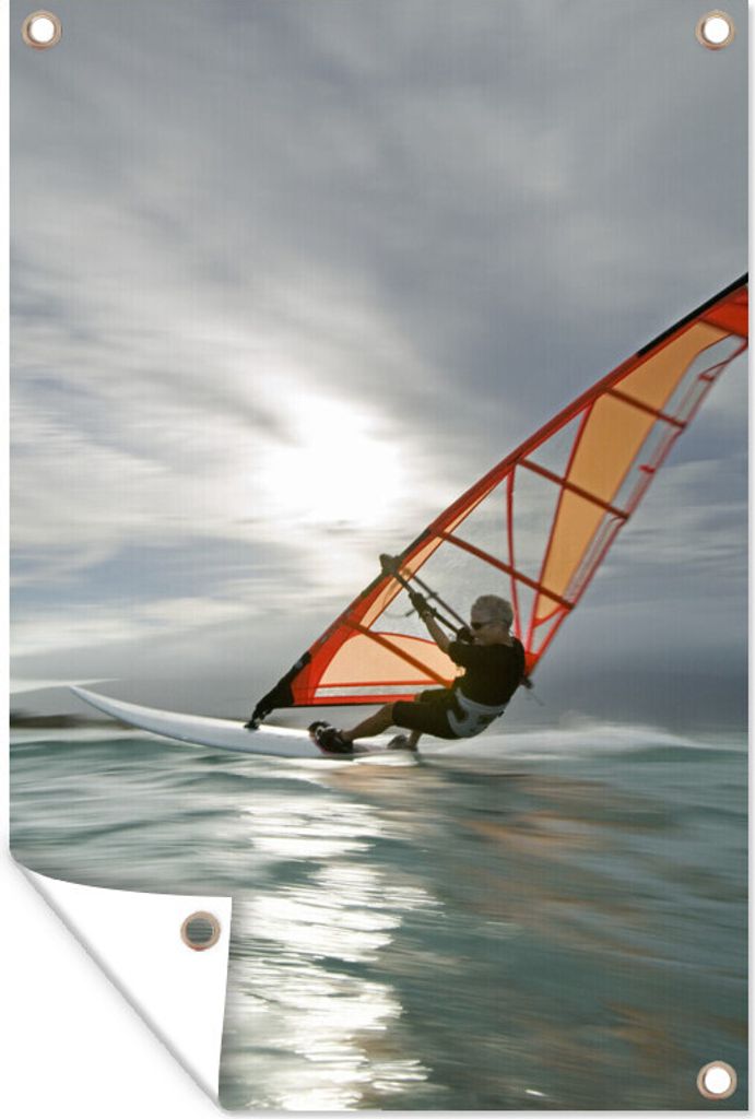 MuchoWow 80x120 cm Outdoor-Poster Gartendeko Sichtschutz Garten Poster für den Garten Ein Windsurfer in Amerika