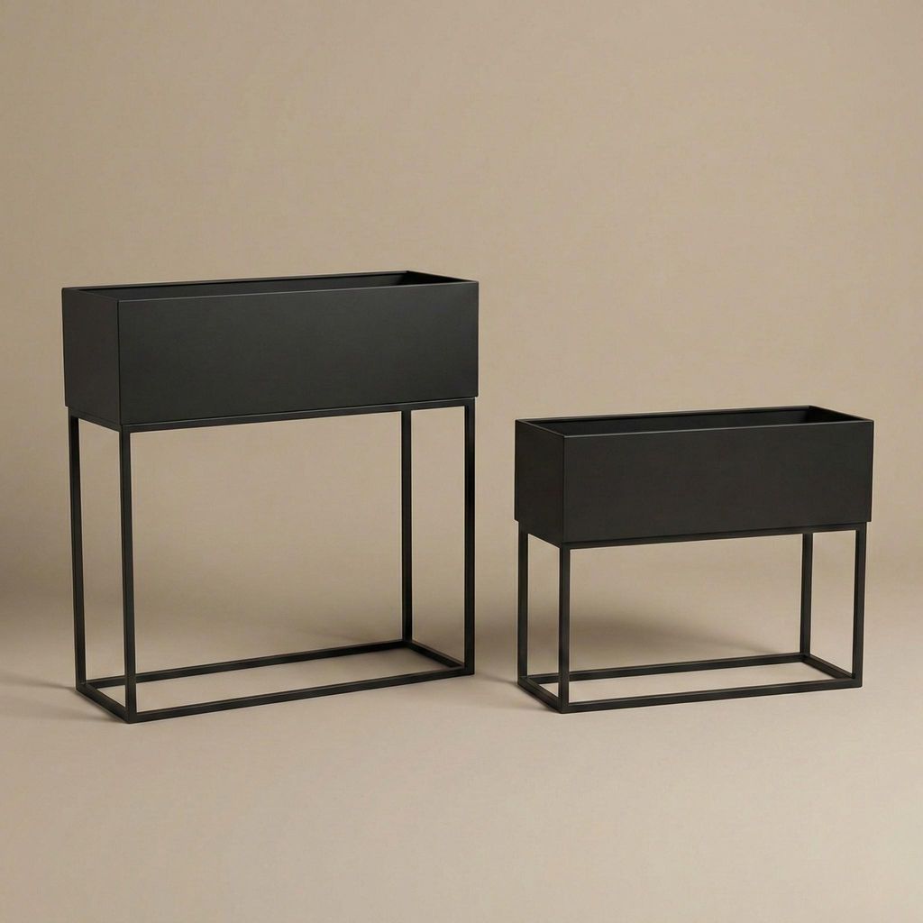 rattan blumenkasten schwarz Balkonkasten BEGONIA in Rattan-Optik mit Stahlaufhängung, Breite 56 cm –  Kreher Technik main image 1