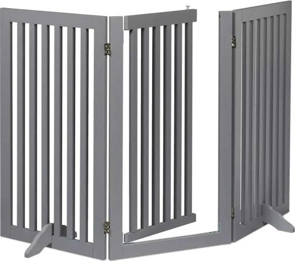 Barrière de sécurité grise avec porte 92 cm pour escalier et porte