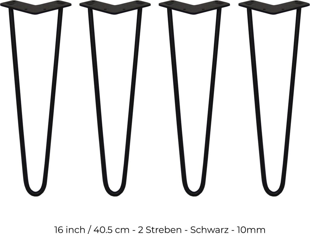 4 x 40.5cm 2 Streben Haarnadelbeine Haarnadel-Beine Tischbeine Stuhlbeine