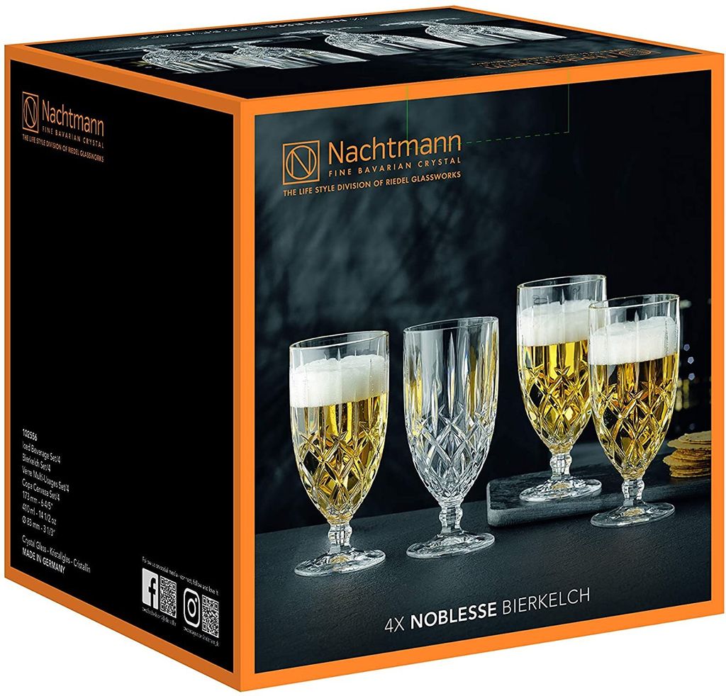 Nachtmann Vorteilsset 4 x 4 Glas/Stck Bierkelch 617/40 Noblesse 102556 und Geschenk + Spende