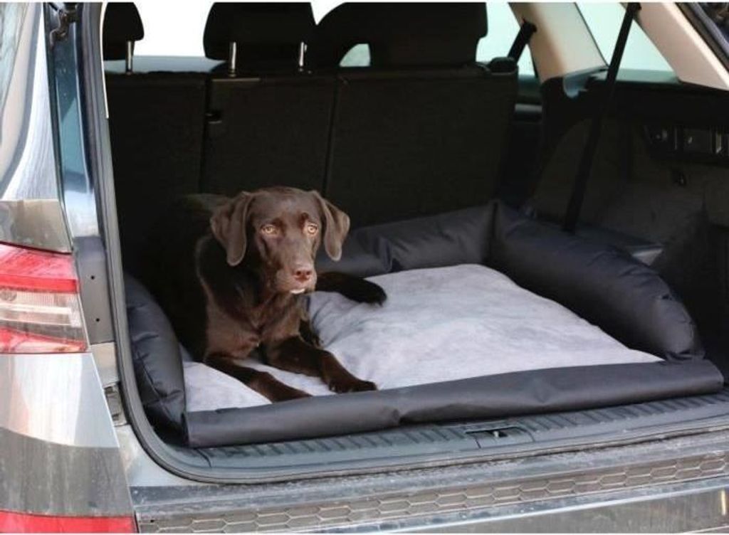 Hundebett Kofferraum, 95x75cm, Weicher Velours, Oxford Gewebe, Grau/Schwarz