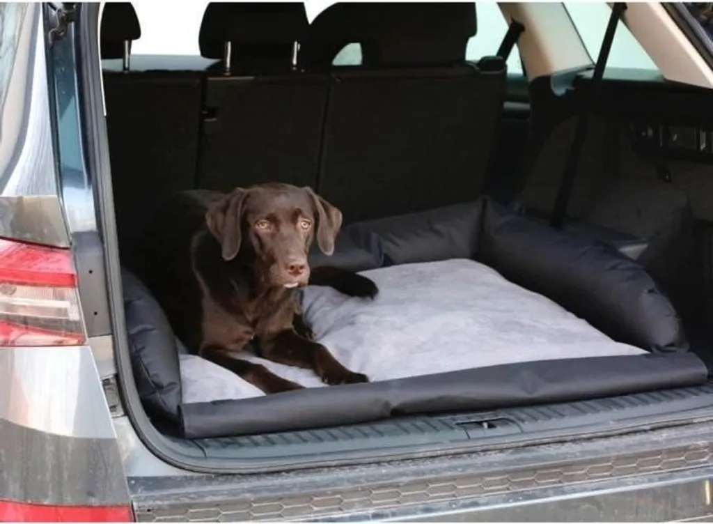 Cuccia per cani da bagagliaio, 95x75 cm, morbido velluto, tessuto Oxford, grigio/nero