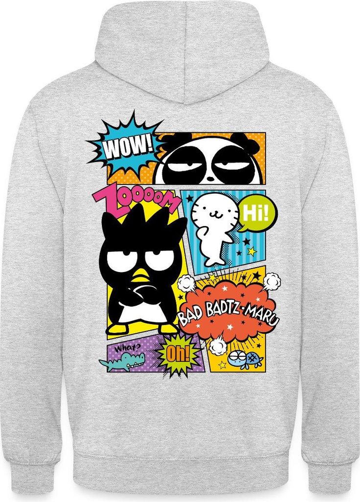 Spreadshirt Bad Badtz-Maru Mit Freunden Im Comic Stil Uni Hoodie, 4XL, Hellgrau meliert