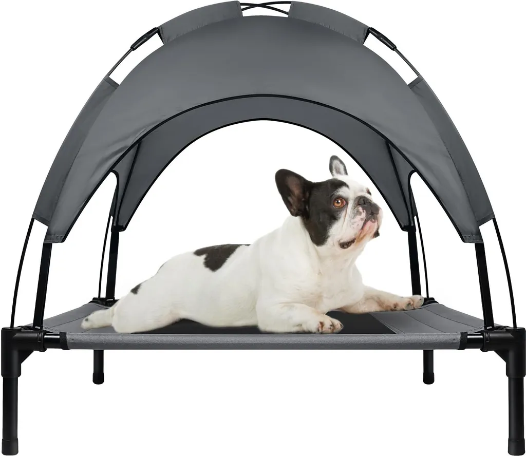 Lit surélevé pour chien JNGLGO avec baldaquin amovible Taille M 76cm