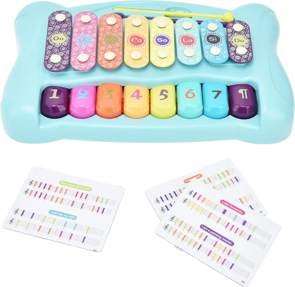 Jouet d'Éveil Musical Bébé : Xylophone et Piano Bleu pour Apprendre