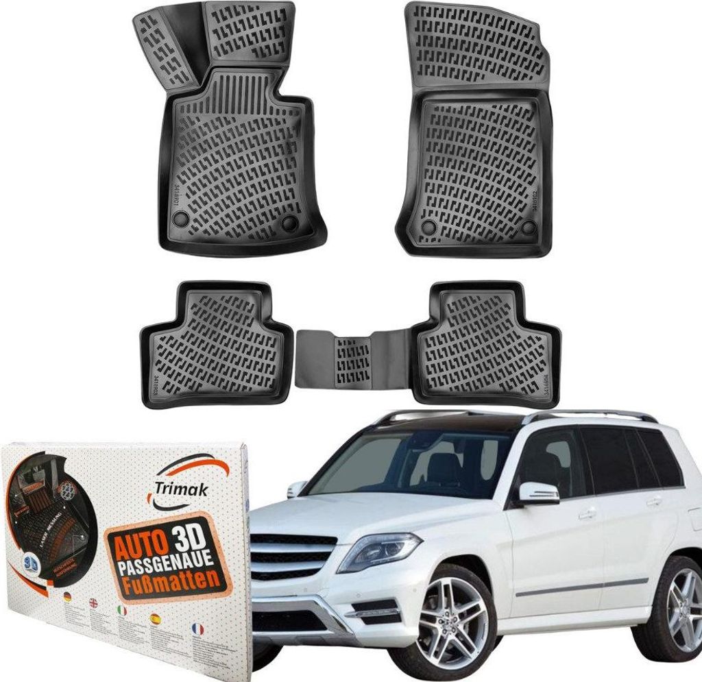 Trimak Autofußmatten kompatibel mit Mercedes GLK (X 204) 2008-2015 Auto Allwetter Gummimatten