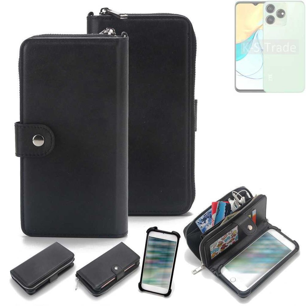 K-S-Trade 2in1 Handyhülle Schutzhülle kompatibel mit ZTE Blade V50 Design 4G & Portemonnee Cover Handy Hülle Case Etui Geldbörse Wallet Bookstyle