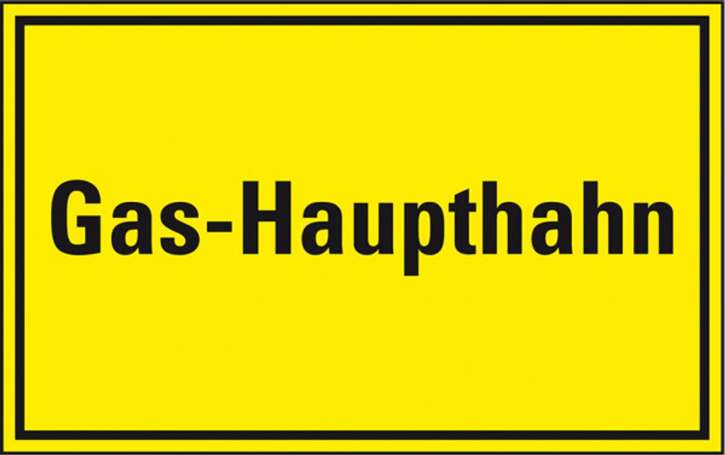 Dreifke Hinweisschild Gas-Haupthahn, Recycling-Verbundplatte, 300x200mm