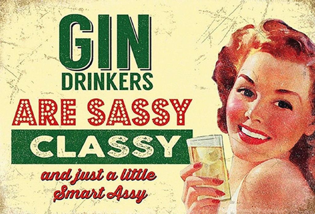 vianmo Holzschild 20x30 cm Gin drinkers are syssy classy