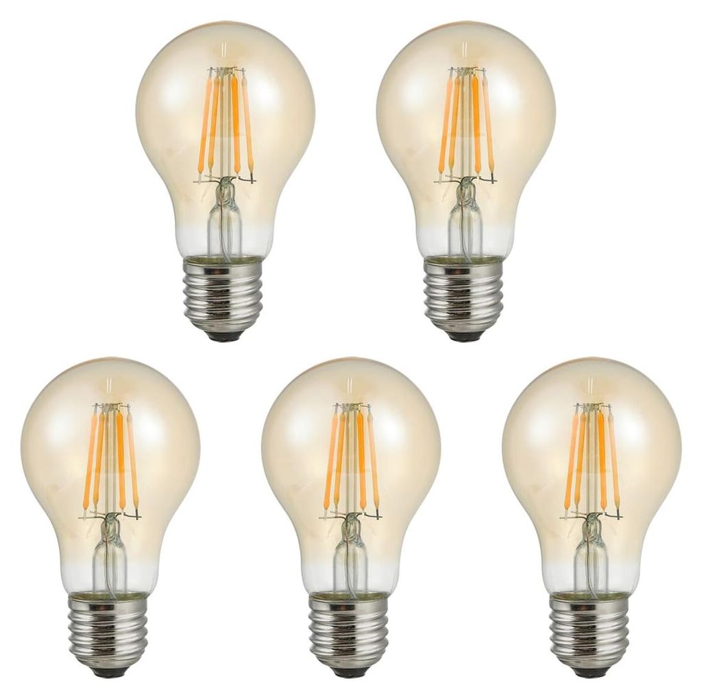 SPL E27 LED-Lampe 4W mit Tag- und Nachtsensor - Gold - Warmweiß - LED-Filament - Bernstein - Ersetzt 45W - 5 Stück