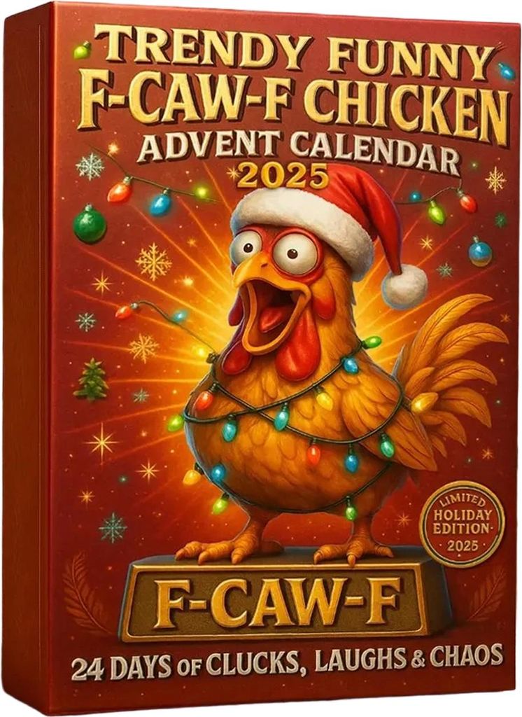F-Caw-F Hühner-Adventskalender 2025 – 24 Tage Hühner-Weihnachts-Countdown-Kalender – Neuheiten-Set mit Küken-Tierfiguren