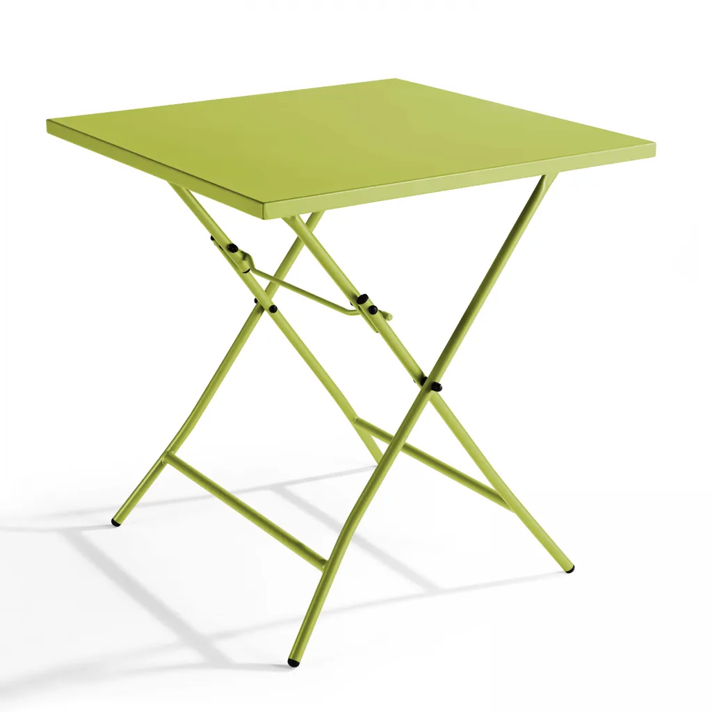 Table de balcon pliante 70 cm vert pour 4 personnes, acier robuste