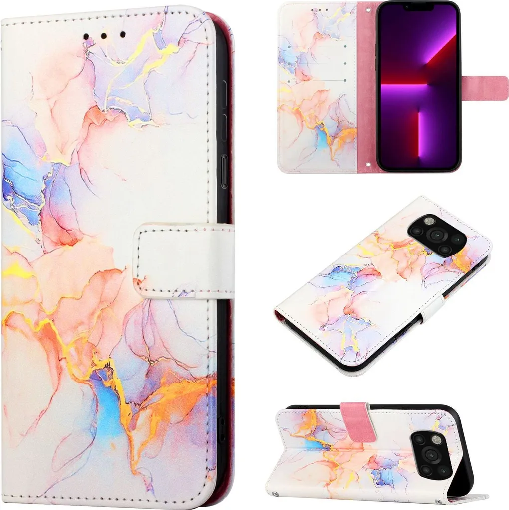 Custodia Libretto Xiaomi Poco X3 NFC Marmo: Pelle Elegante per il Lavoro