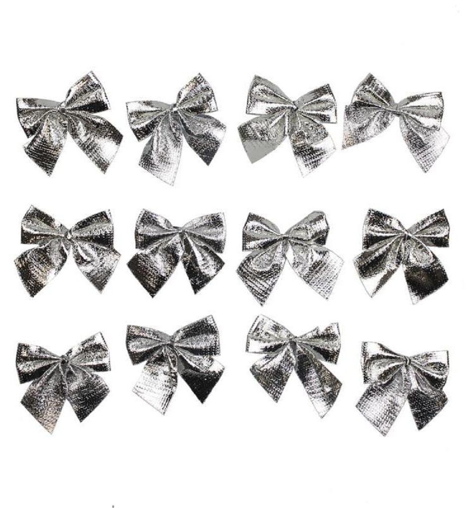 12x Weihnachtsschleifen - Silber
