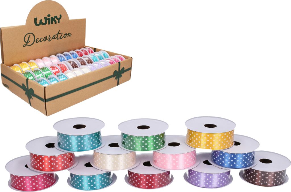 Satinband 2,5 cm x 2,7 m, gepunktet