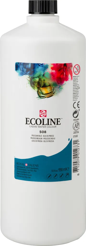 Ecoline 508 Bleu de Prusse Peinture Liquide Haute Brillance 990 ml