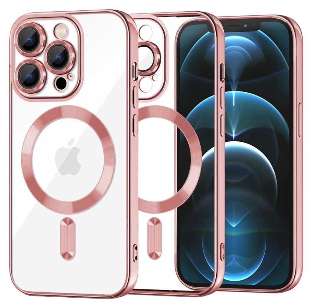 Techsuit Luxury Crystal Back Cover Hülle mit MagSafe für Apple iPhone 12 Pro Max - Rosa