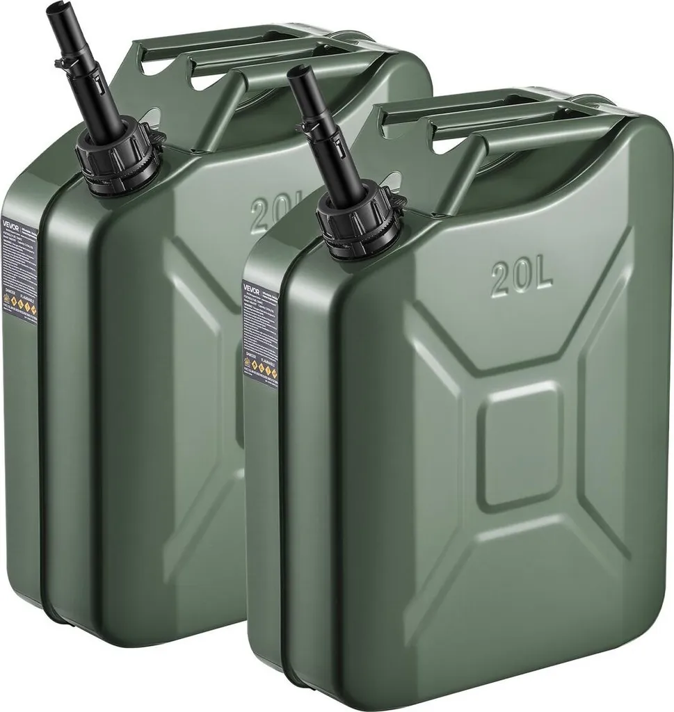 Lot de 2 Jerricans Métal 20L avec Bec Verseur et Poignée Ergonomique