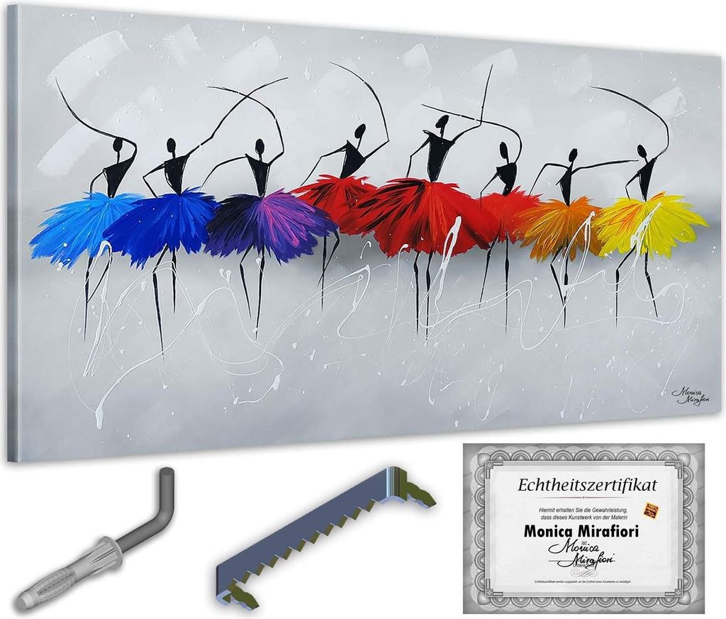 Monica Mirafiori I 100% HANDGEMALT I Gemälde Color Dancing 100x50cm | Gemälde Handgemalt | Acrylgemälde | Sehr Großes Acrylbild I Moderne Kunst...