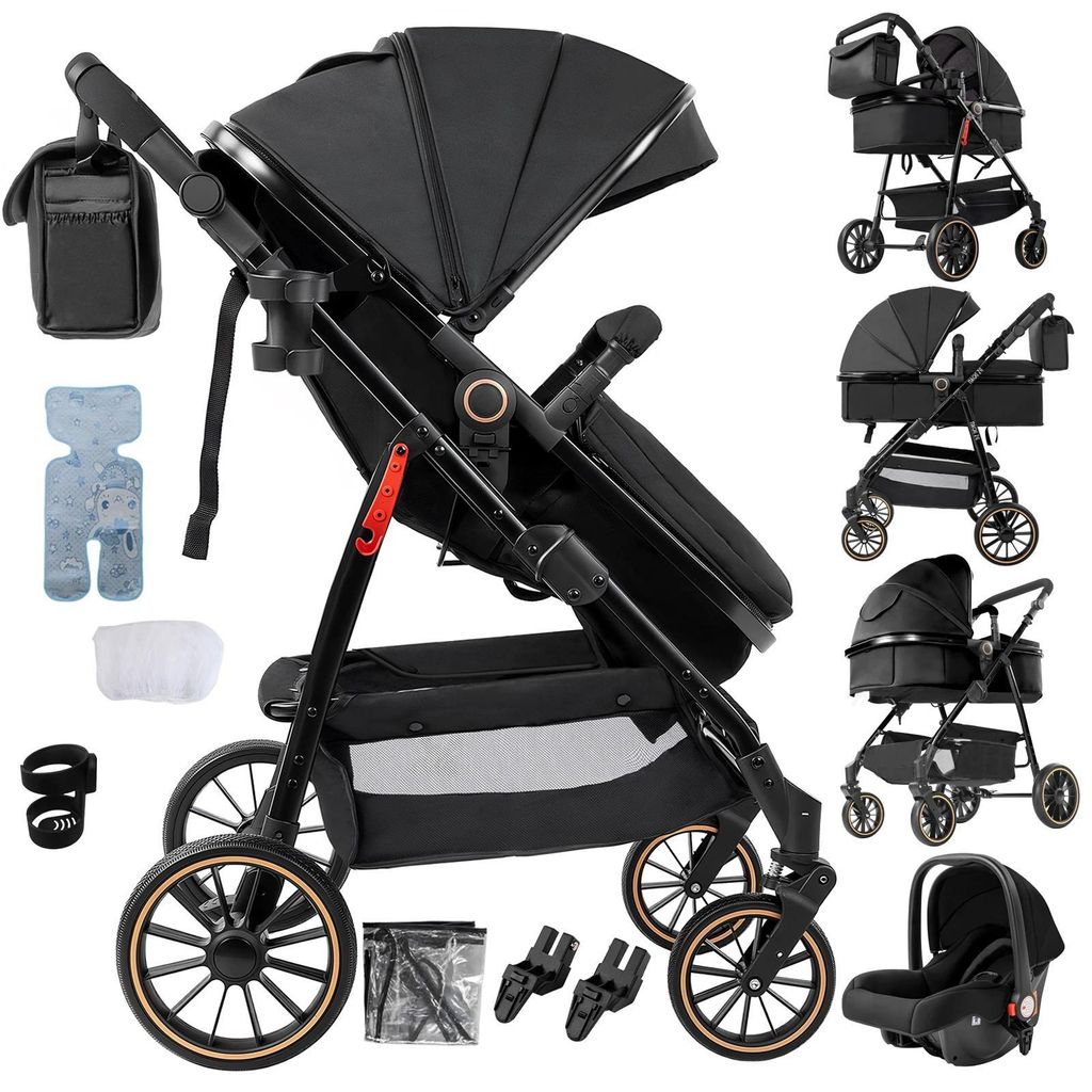 Elektrische Babywippe V8 - Babyschaukel für Neugeborene - 5 Schaukelstufen - Intelligente Einschlafhilfe - Faltbares Verdunkelungsverdeck mit Mosk...