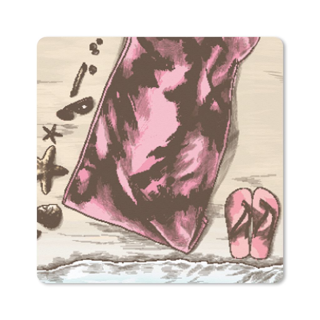 MuchoWow Mauspad Mousepad Handtuch - Strand - Hausschuhe 20x20 cm - Mousepads - Maus Mat - Pad - Mausunterlage - Desk Mat - Bureauartikeln