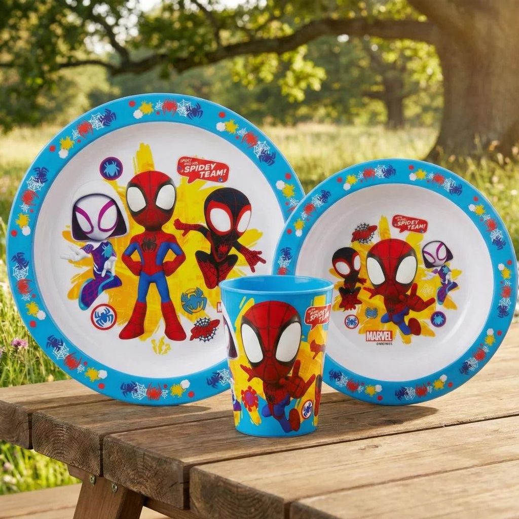 Spidey and Friends Kinder Geschirr Set Teller Schüssel Becher