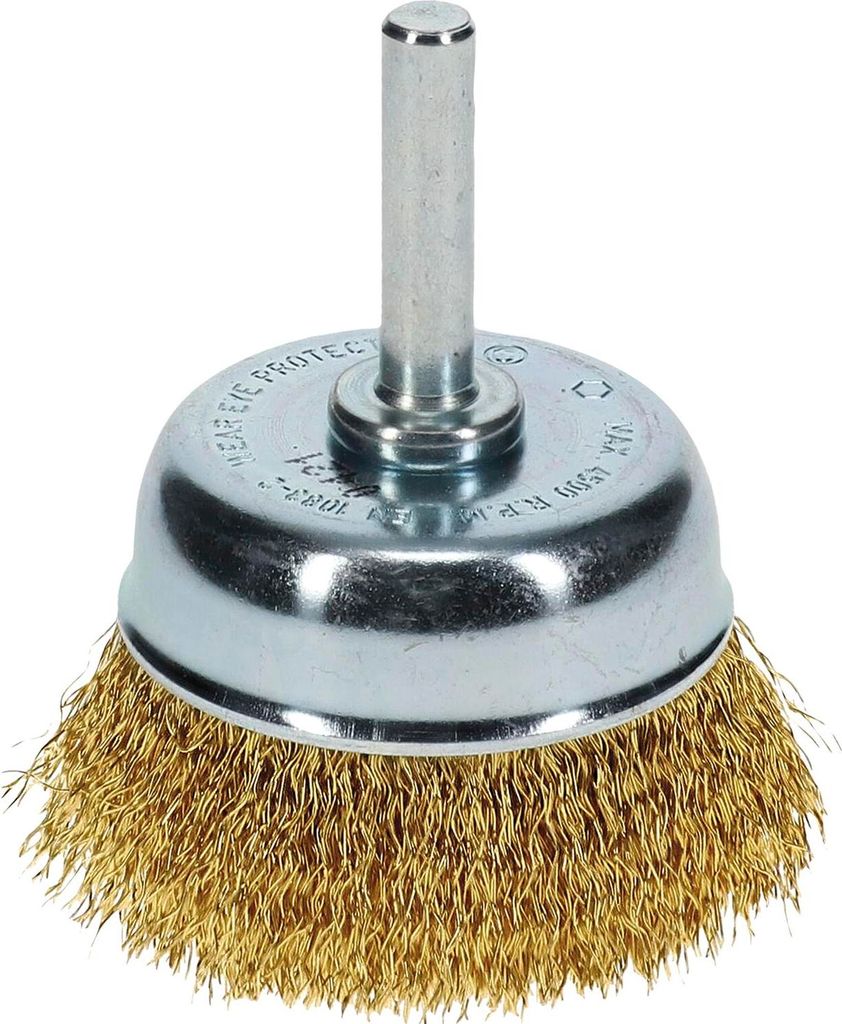 Osborn Drahtbürste für Bohrmaschine ø 50mm Drahtbürstenaufsatz für schwer zugängliche Stellen Rundbürste mit Schaft, Messing gewellt