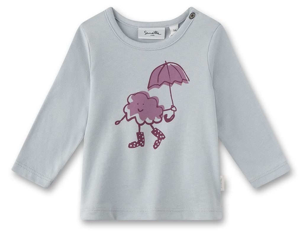 Sanetta Pure Mädchen-Langarmshirt blau Wolke 74
