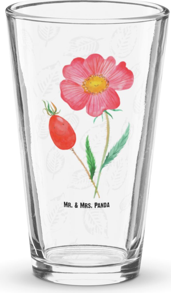 Mr. & Mrs. Panda Tumbler Blume Hagebutte - Transparent - Geschenk, Longdrinkglas, Lebensfreude, Glas, Garten, Pint, Schlechte Gedanken, Trinkglas, ...