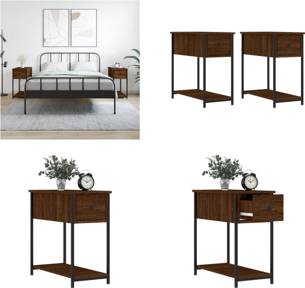vidaXL Nachttische 2 Stk. Braun Eichen Optik 30x60x60 cm Holzwerkstoff - Nachttisch - Nachttische - Nachtschrank - Schrank