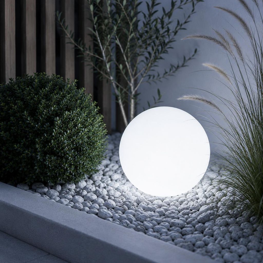 LUMILED Milchig Kugelleuchte 20cm Außen Außenkugelleuchte Produktbild 