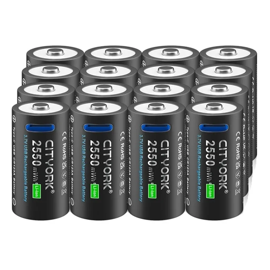 Batterie rechargeable CR123A USB Type C de haute capacité - Lot de 16