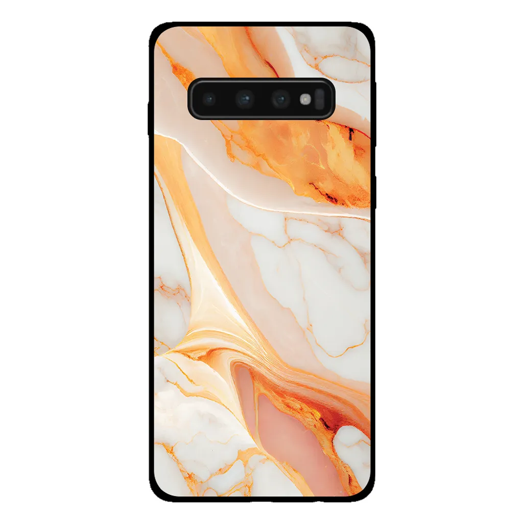 Custodia Smartphonica Marmo Arancione per Galaxy S10 | Design Unico