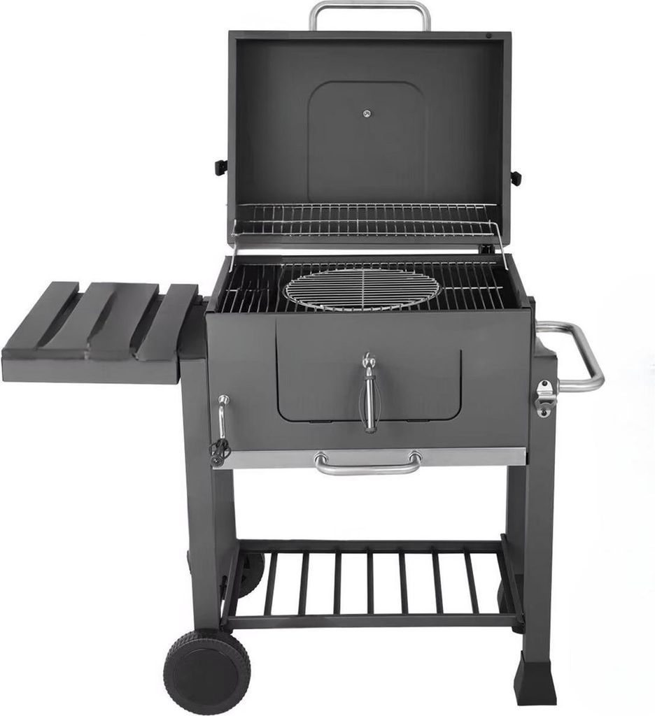 Grillwagen Tavien – Holzkohlegrill XXL – BBQ Smoker – Mit Rädern, Edelstahlgriff – Perfekt für Terrasse, Garten & Hinterhof