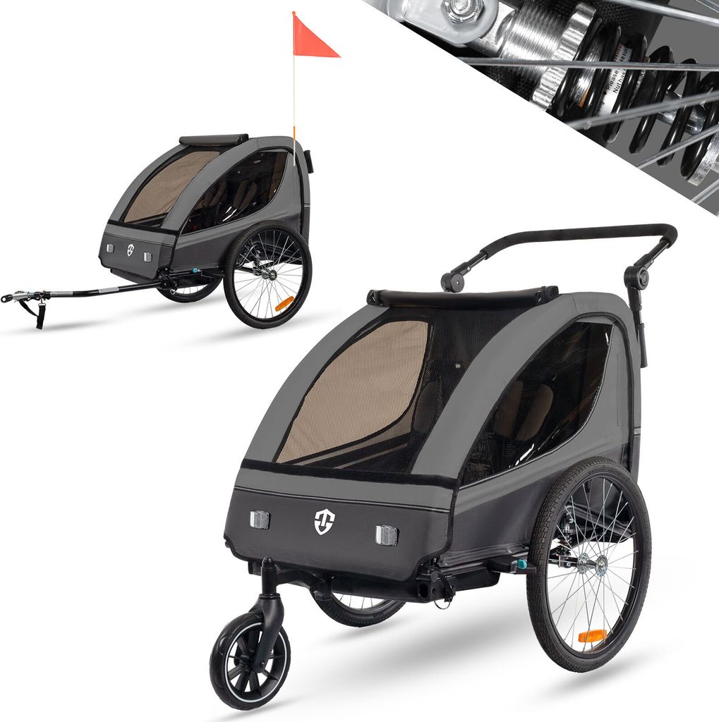 Tiggo VS Kinderanhänger 360° Drehbar mit Federung 2in1  Produktbild 