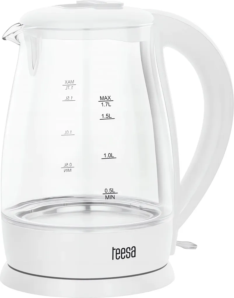 Bouilloire verre 1,7L lumineuse Teesa TSA1511W Blanche Rapide 2200W